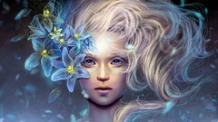 fantasy art Women face fantasy girl Flowers