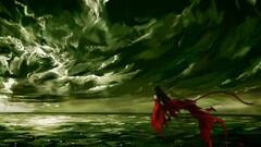 fantasy girl fantasy art sky Sea water dark clouds artwork