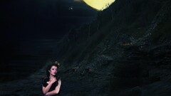 fantasy girl fantasy art Women wolf Animals Mammals moon dress