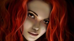 fantasy girl redhead Women face artwork