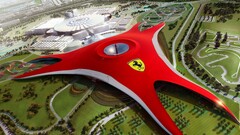 Ferrari abu dhabi logo building futuristic