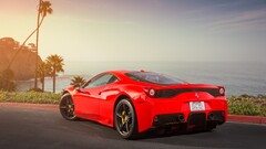 Ferrari red cars palm trees Car vehicle