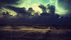 field landscape nature sky digital art clouds planet