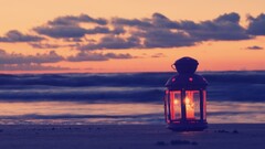 filter beach lantern sand clouds