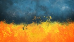 fire abstract painting smoke Ukraine yellow blue