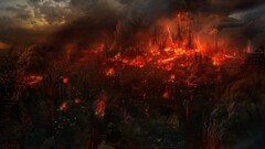 fire cityscape City apocalyptic