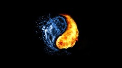 fire water Yin and yang abstract black background digital art