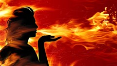 fire Women silhouette Profile hands artwork
