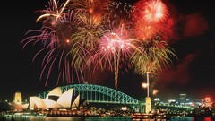 fireworks Bridge Australia Sydney night sydney opera house