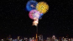 fireworks cityscape Stars night Japan