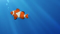 fish clownfish bubbles blue background vladstudio artwork