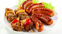food meat barbecue kebabs sausage