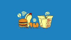 food Minimalism humor artwork Simple Background blue background