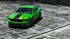 Ford mustang green cars concrete contrast