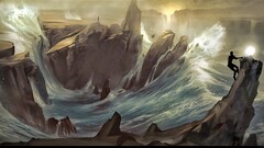 from dust fantasy art waves landscape rock