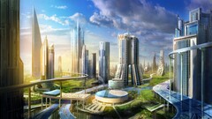 futuristic architecture landscape City science fiction cityscape