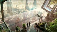 futuristic cityscape science fiction artwork