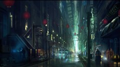 futuristic cyberpunk cityscape