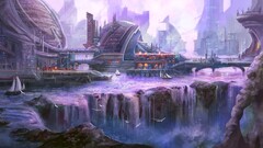 futuristic futuristic city artwork