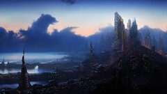 futuristic futuristic city digital art cityscape science fiction