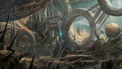 futuristic science fiction futuristic city planet artwork