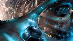 futuristic science fiction futuristic city vehicle cyan