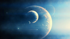 galaxy artwork planet Space moon moonlight Earth space art cyan