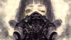 gas masks artwork Women apocalyptic anime girls Anime