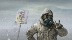 gas masks peace sign radioactive humor apocalyptic Polish winter