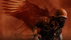 gas masks wings helmet digital art apocalyptic