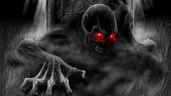 ghosts fantasy art selective coloring skull red eyes digital art