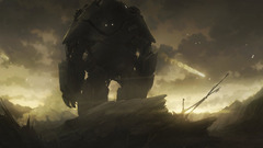giant science fiction artwork robot colossus apocalyptic