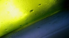 glasses water drops Green bottles wet glass simple