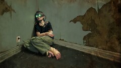 goggles bandage torn clothes futuristic