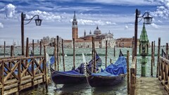 gondolas venice Grand Canal Italy sky water