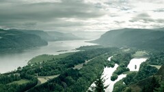 gorge Green Trees clouds