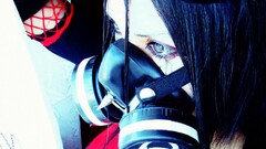 Gothic Women gas masks face eyes