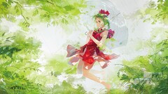 green hair kagiyama hina touhou Anime