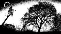 grim reaper monochrome Trees landscape artwork