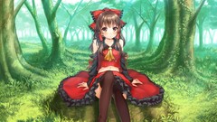 hakurei reimu touhou anime girls Anime brunette sitting