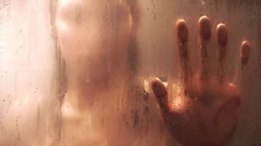 hands water on glass Women water drops