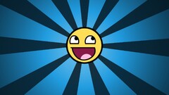 happy face Awesome Face blue background