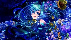 hatsune miku colorful vocaloid Flowers anime girls blue hair