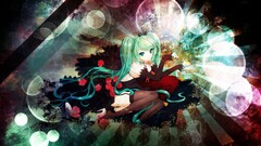 hatsune miku colorful vocaloid thigh highs detached sleeves