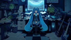 hatsune miku vocaloid anime girls Anime headphones interior