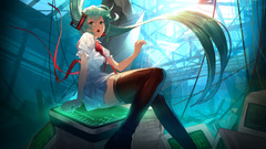 hatsune miku vocaloid anime girls Anime stockings long hair