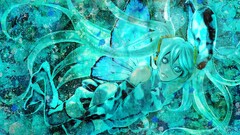 hatsune miku vocaloid anime girls Anime Turquoise Green grunge