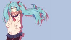 hatsune miku vocaloid blue hair ribbon skirt scarf sweater Anime