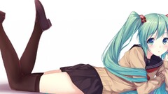 hatsune miku vocaloid school uniform knee highs anime girls