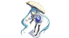 hatsune miku vocaloid umbrella twintails thigh highs anime girls